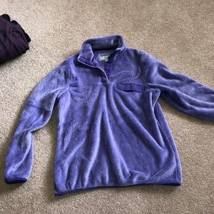 purple fuzzy quarter button